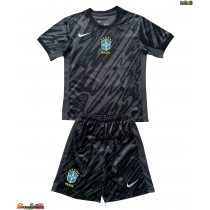 Camisa de Futebol Brasil Goleiro Equipamento Secundário Infantil Copa America 2024 Manga Curta (+ Calças curtas)